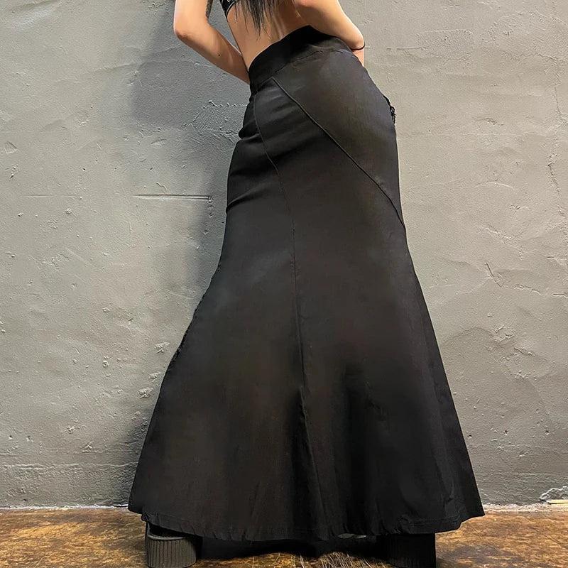 Gothic Dragon Printed Midi Skirt