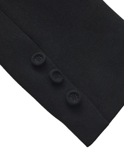 Yvette Satin Lapel Tailored Black Blazer