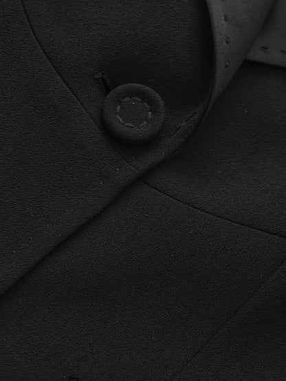 Yvette Satin Lapel Tailored Black Blazer