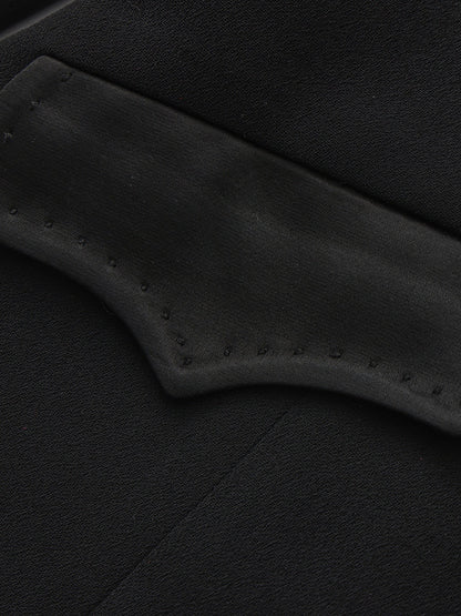 Yvette Satin Lapel Tailored Black Blazer