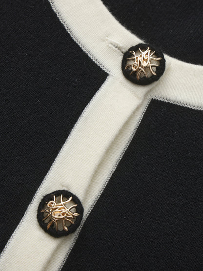Yvette Contrast Knit Black Cardigan