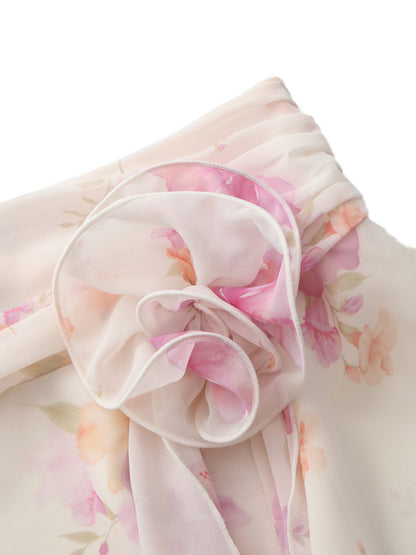 Ophelia Rosette Beige Print Skirt