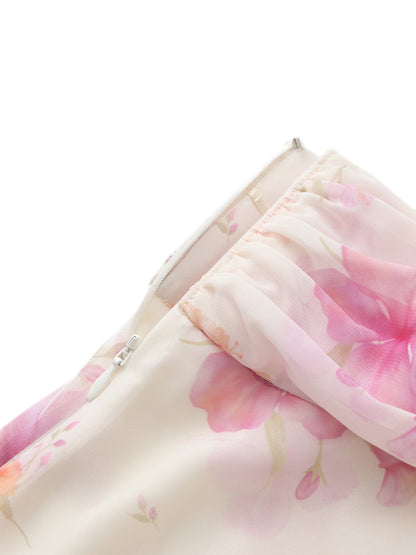 Ophelia Rosette Beige Print Skirt