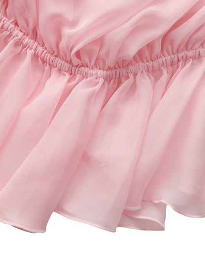 Summer Ruffle Pink Blouse