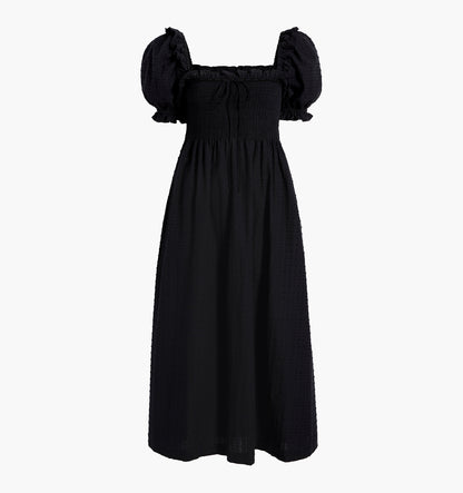 The Scarlett Nap Dress - Black Textured Clip Dot