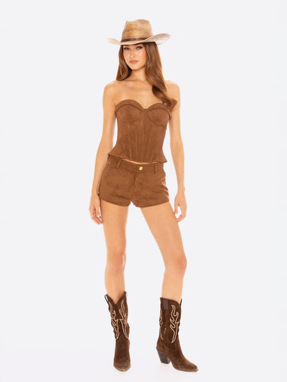 Sienna Suede Top (Brown)
