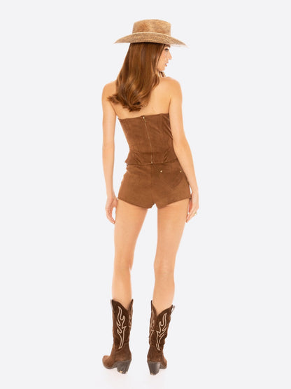 Sienna Suede Shorts (Brown)