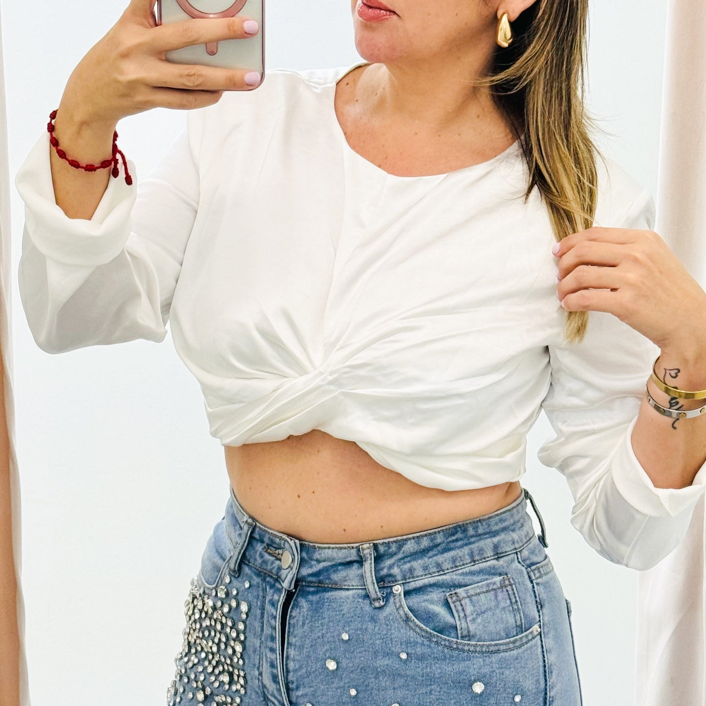 Satin white blouse