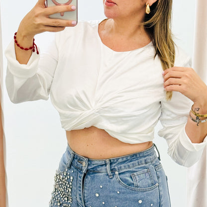 Satin white blouse