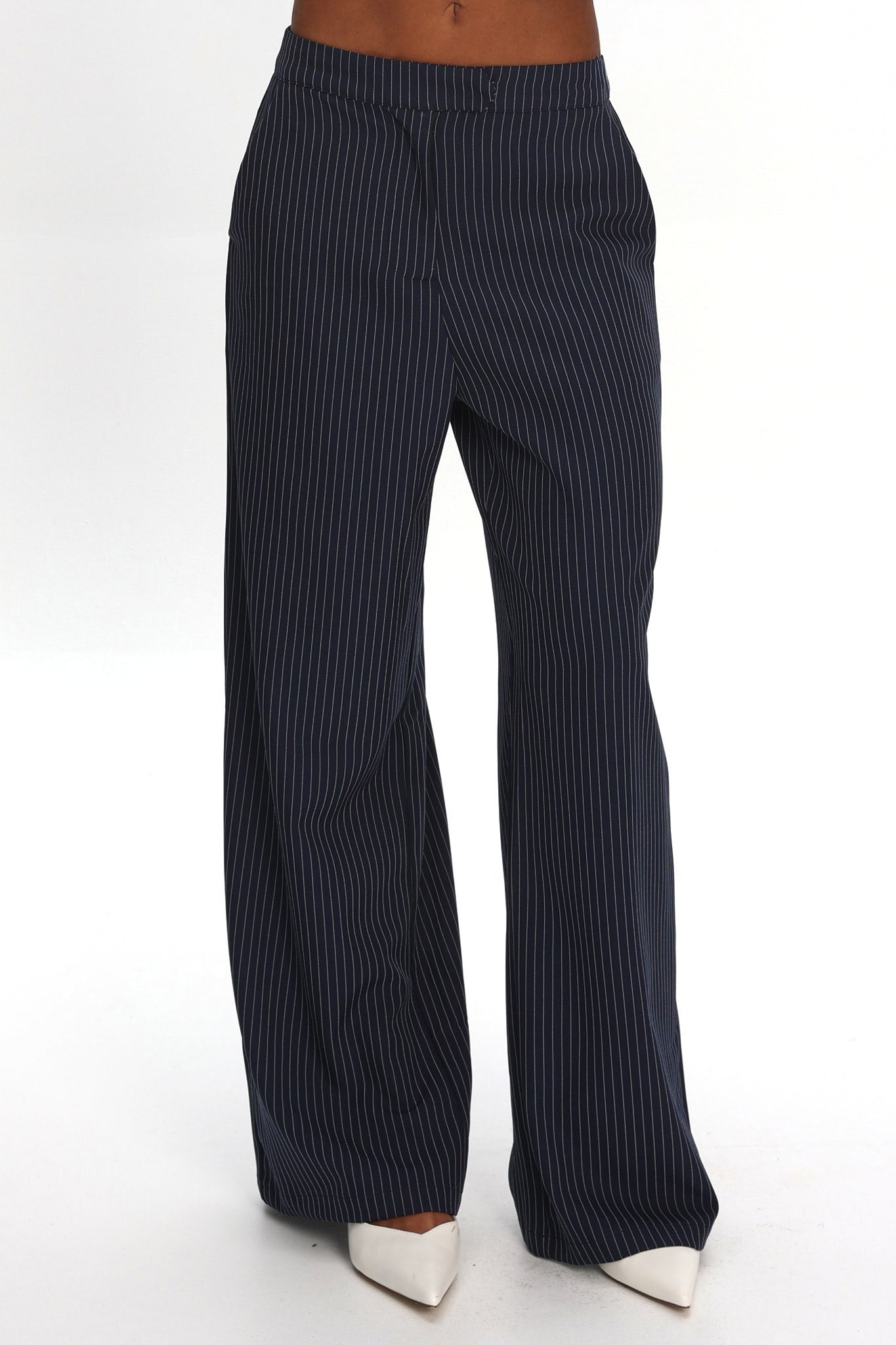 Renee Wide Leg Pants Pinstripe Navy