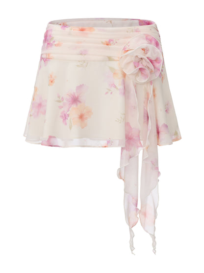 Ophelia Rosette Beige Print Skirt