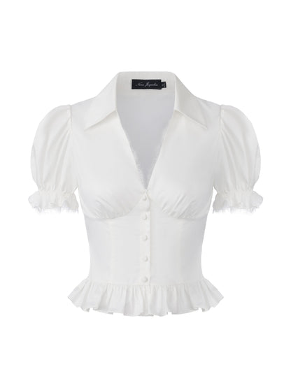Raven Puff Sleeve White Top