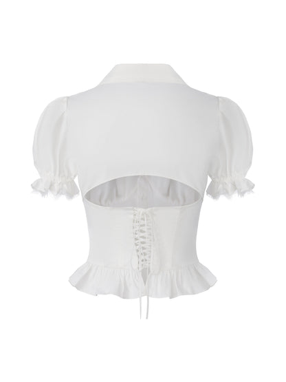 Raven Puff Sleeve White Top