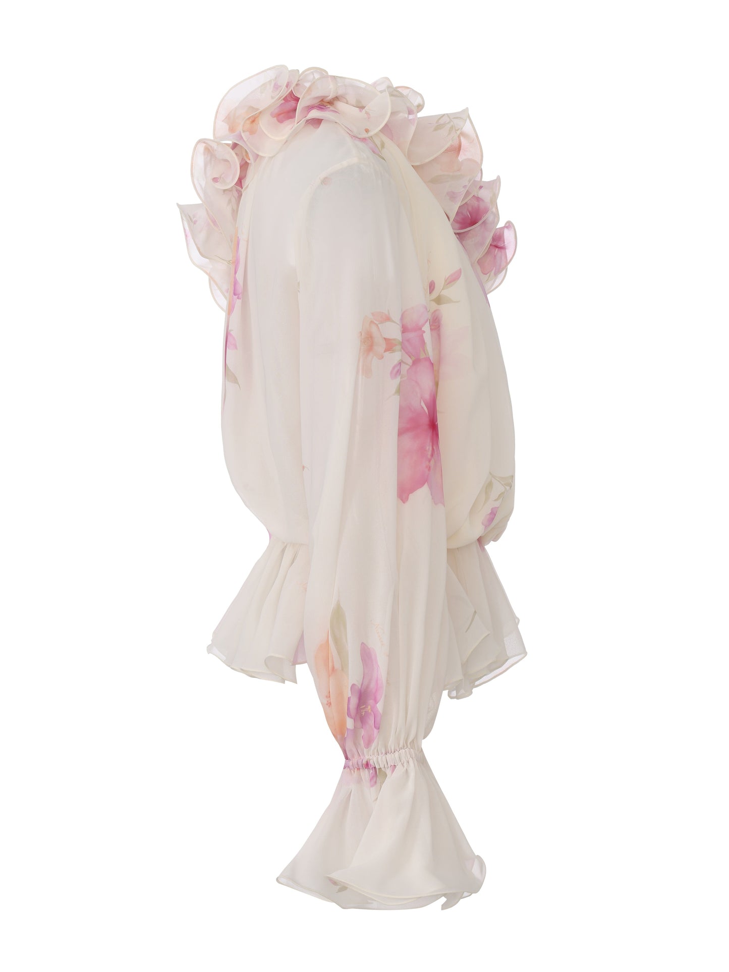 Summer Ruffle Floral Cream Blouse