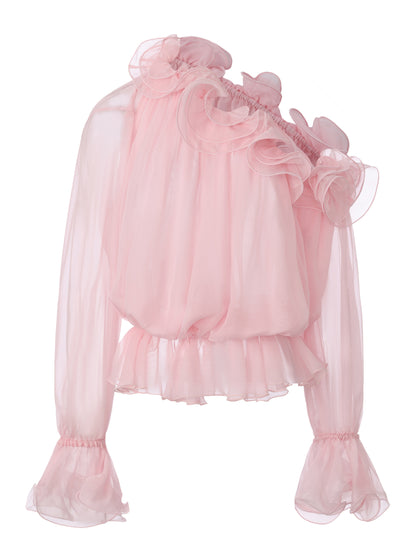 Summer Ruffle Pink Blouse
