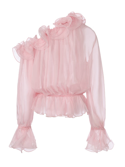 Summer Ruffle Pink Blouse
