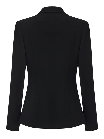 Yvette Satin Lapel Tailored Black Blazer