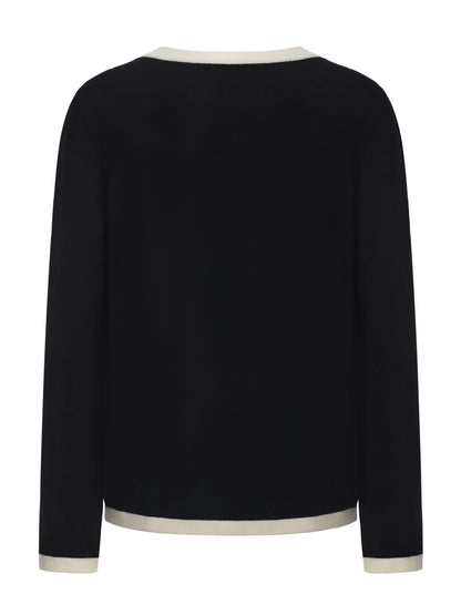 Yvette Contrast Knit Black Cardigan