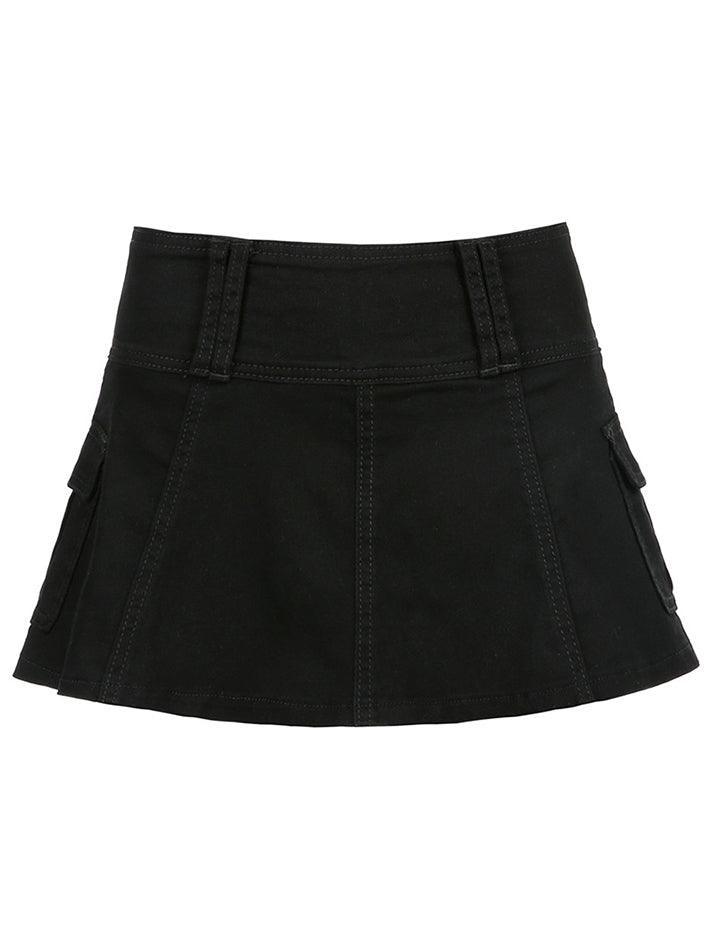 Mini denim skater skirt