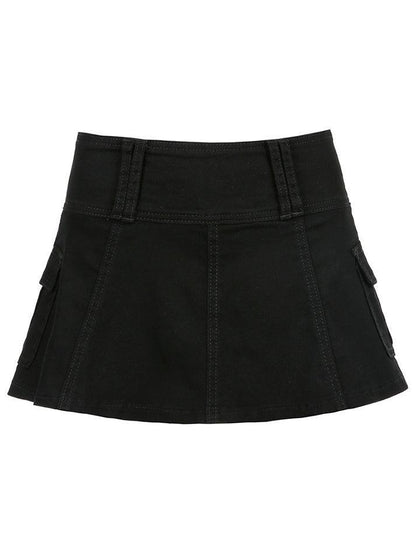 Mini denim skater skirt