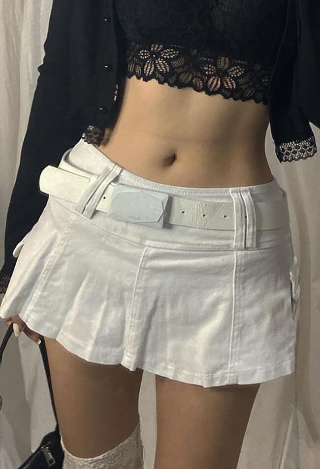 Mini denim skater skirt