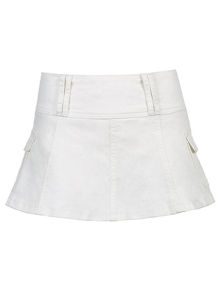 Mini denim skater skirt
