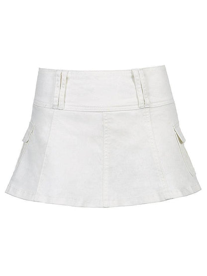 Mini denim skater skirt