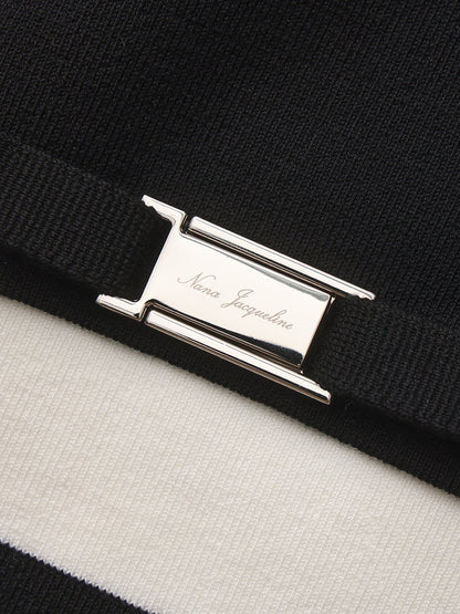Tessa Striped Black Knit Dress