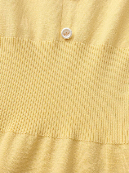 Wilhelmina Contrast-Trim Knit Yellow Mini Dress