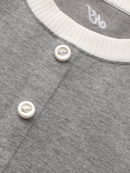Wilhelmina Contrast-Trim Knit Grey Mini Dress