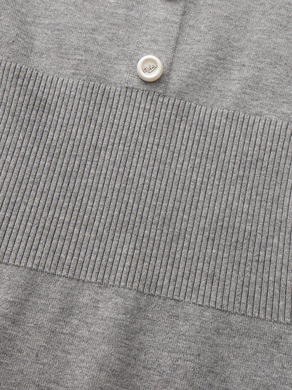 Wilhelmina Contrast-Trim Knit Grey Mini Dress