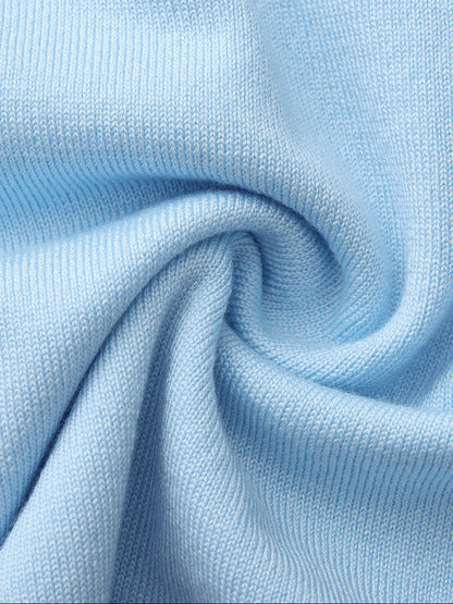 Wilhelmina Contrast-Trim Knit Light Blue Mini Dress