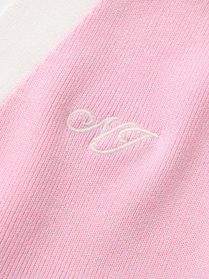 Wilhelmina Contrast Halter Knit Pink Top