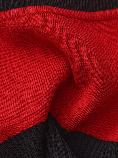 Wilhelmina Contrast Halter Knit Red Top