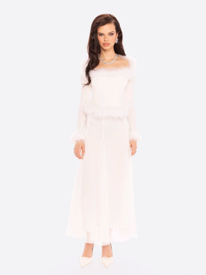Viola Feather Top (White)