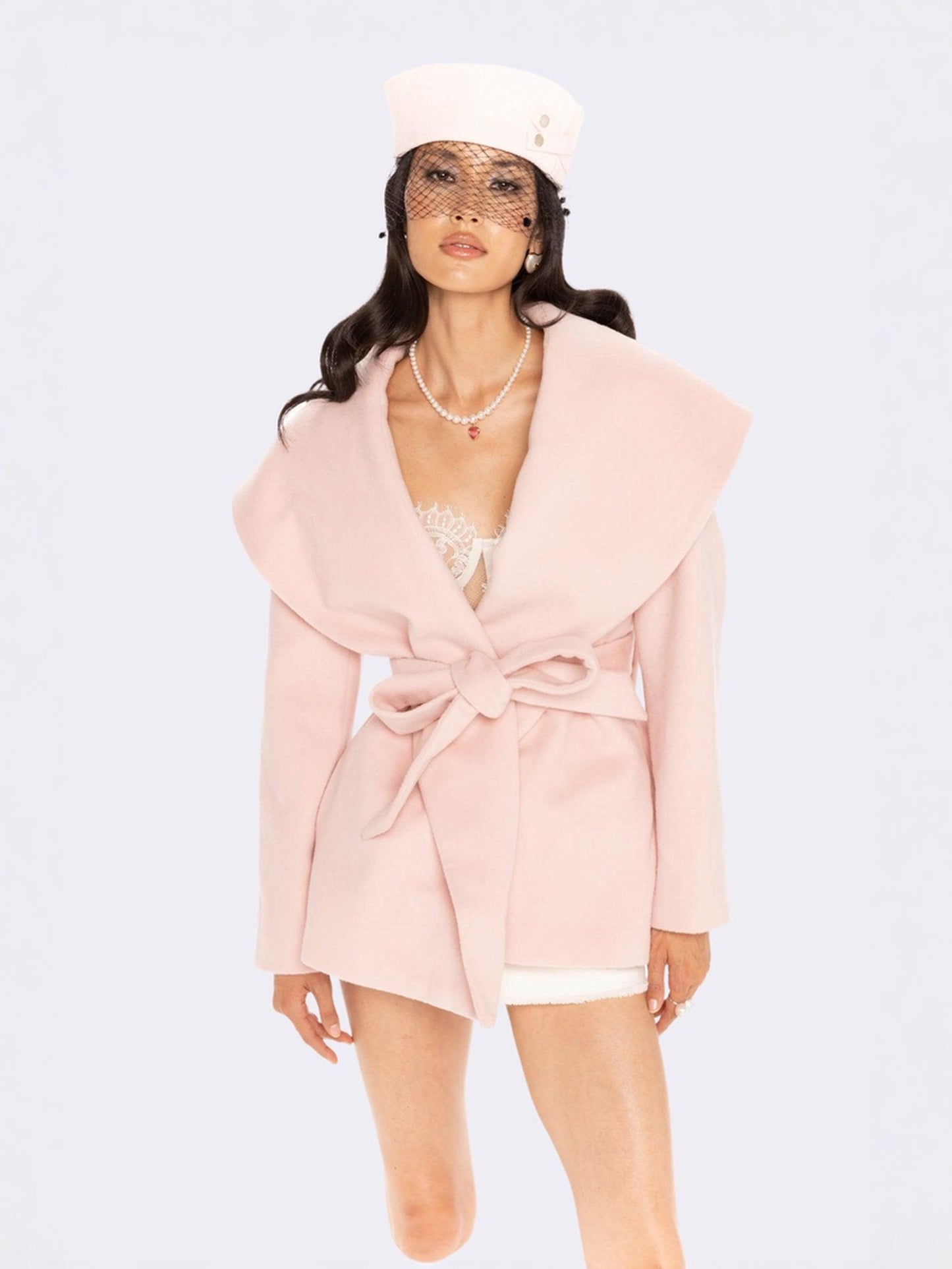 Victoria Bow Coat (Pink)
