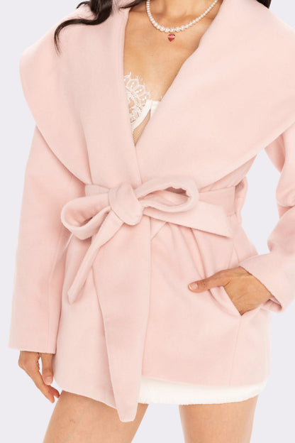 Victoria Bow Coat (Pink)