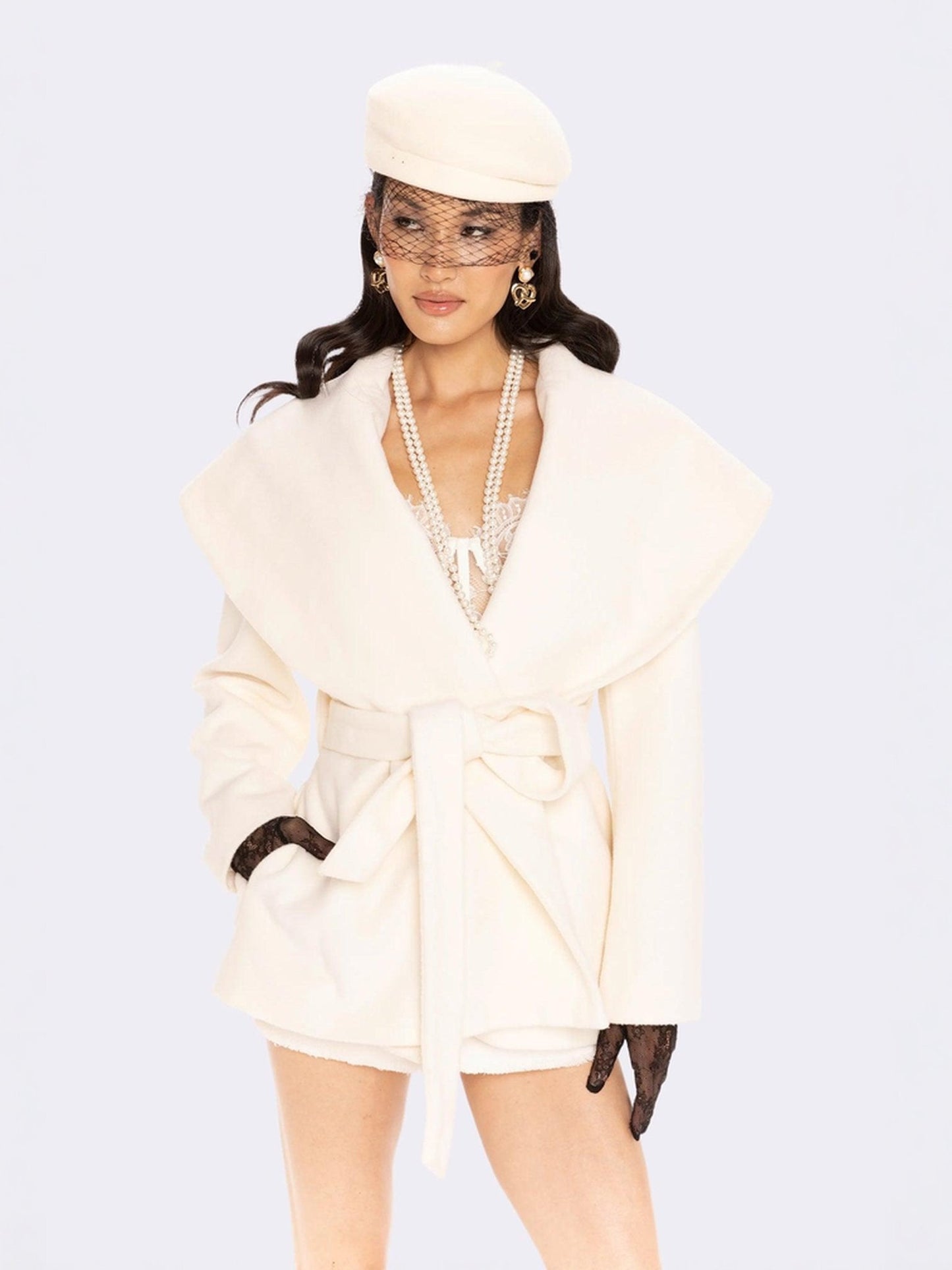 Victoria Bow Coat (White)