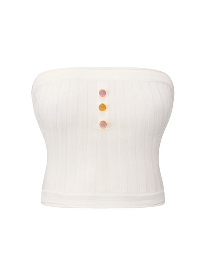 Tessa White Knit Tube Top