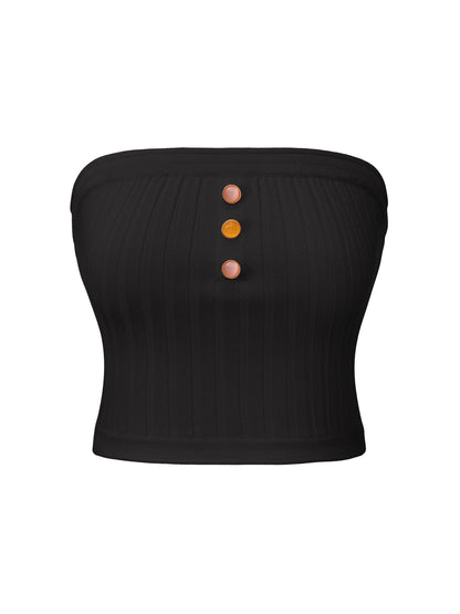 Tessa Black Knit Tube Top
