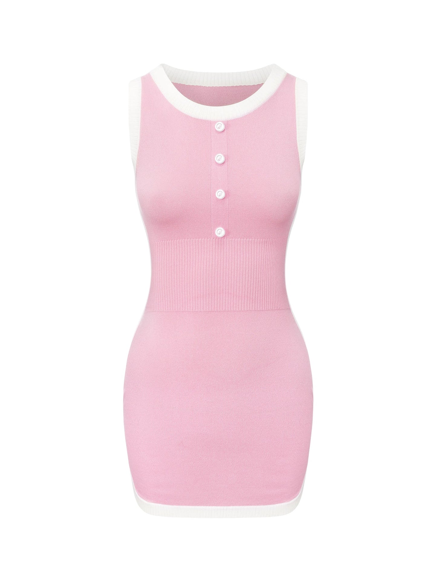 Wilhelmina Contrast-Trim Knit Pink Mini Dress