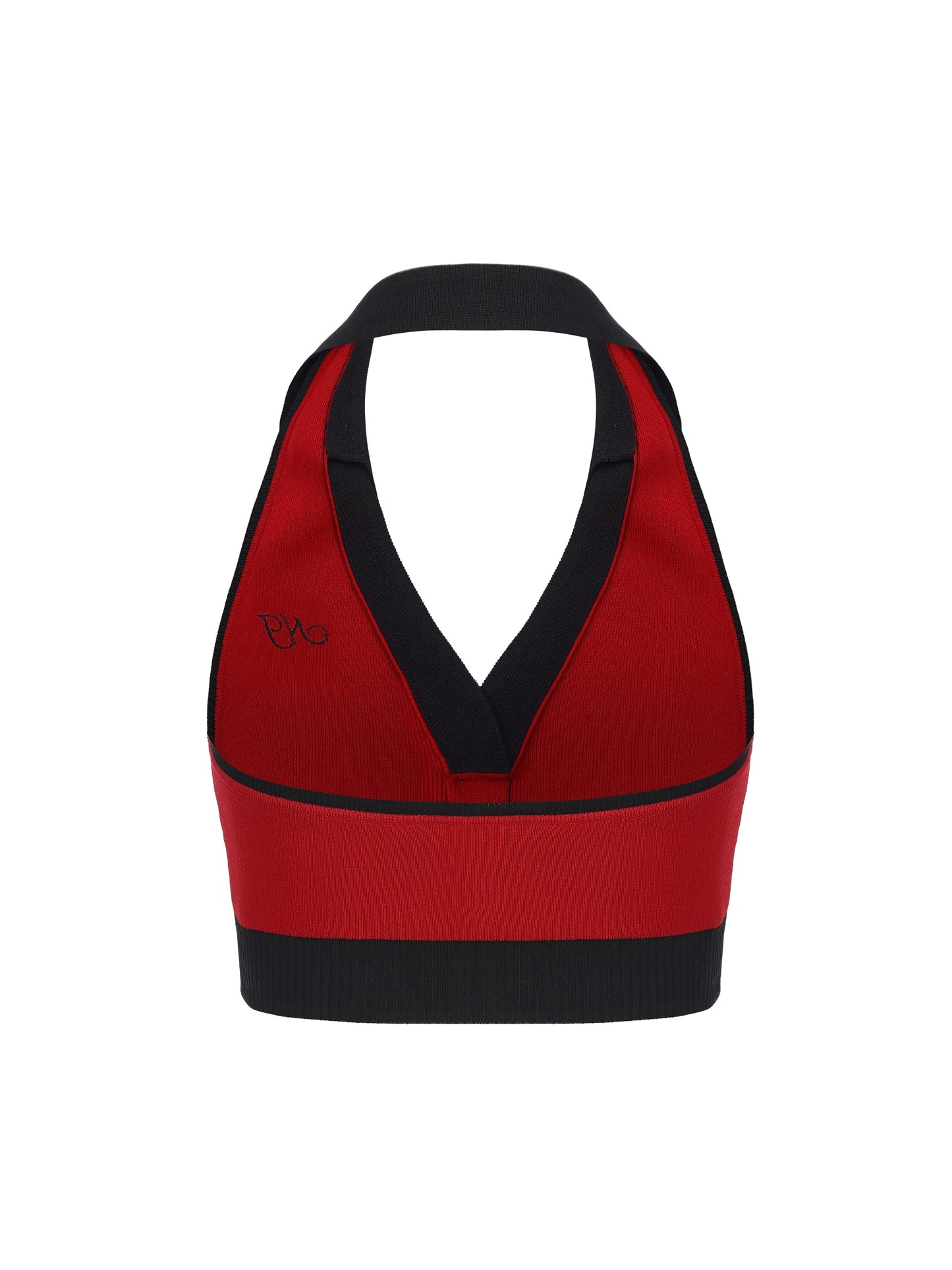 Wilhelmina Contrast Halter Knit Red Top