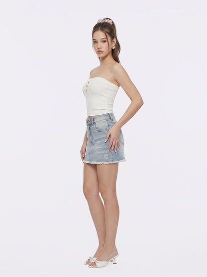 Tessa White Knit Tube Top