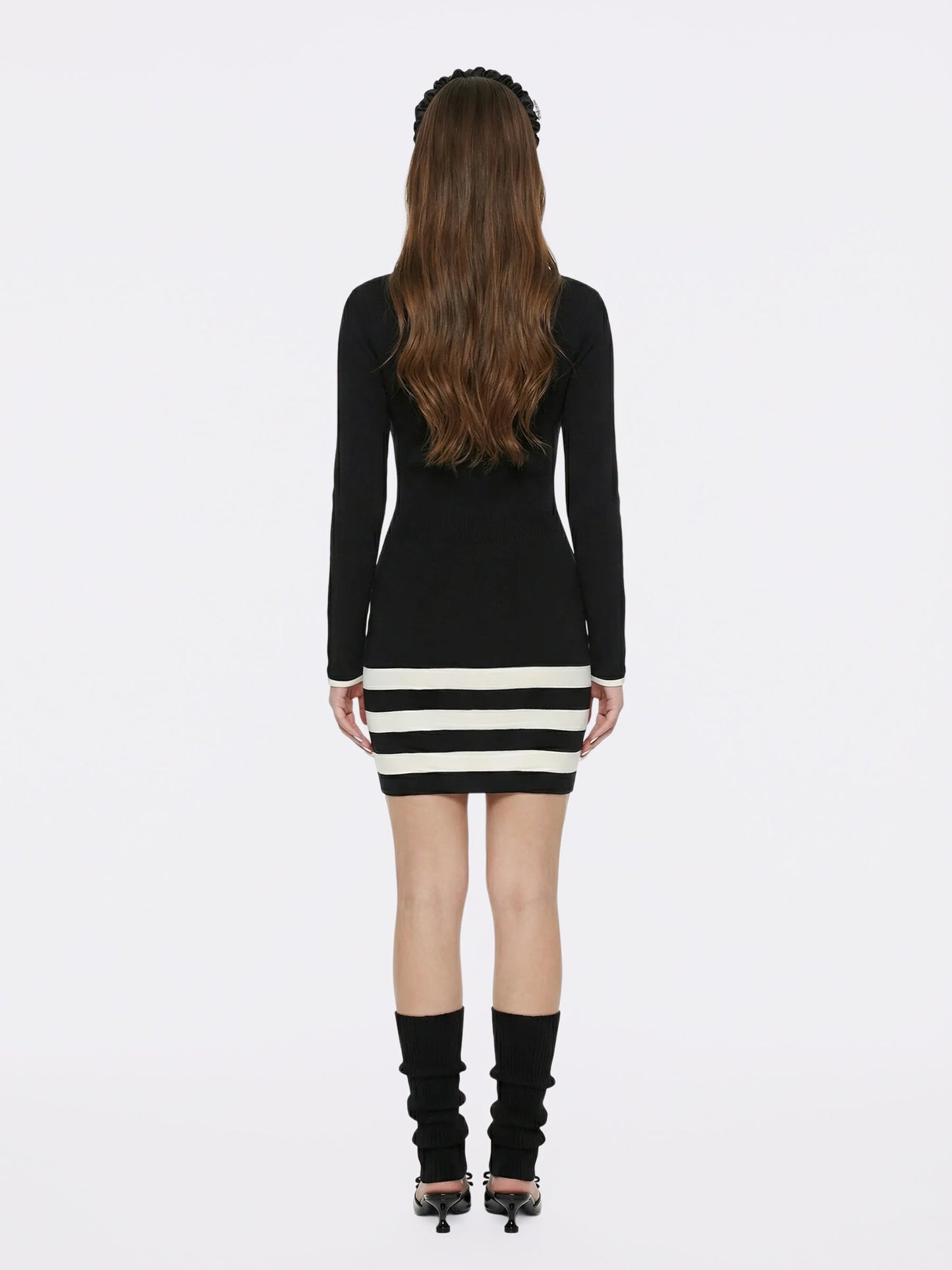 Tessa Striped Black Knit Dress
