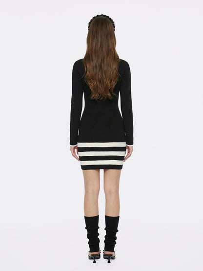 Tessa Striped Black Knit Dress