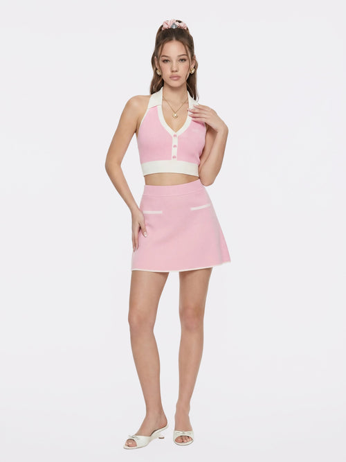 Wilhelmina Contrast A-Line Pink Skirt