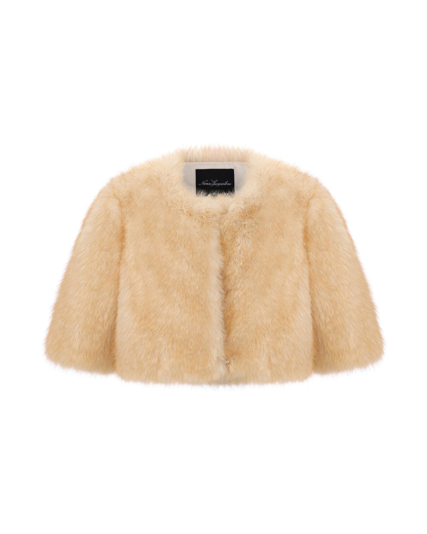 Thalia Cropped Faux Fur Jacket (Yellow)