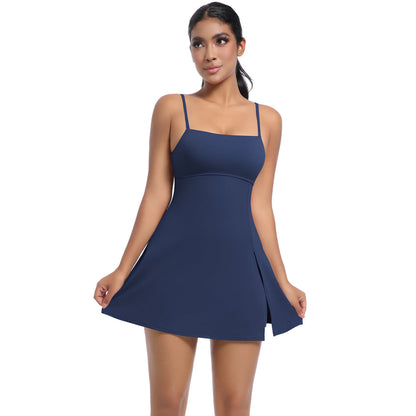 Cool Feeling Sleeveless Jumpsuit Tennis Skirt Beauty Back Backing Culottes Fitness Solid Color Sports