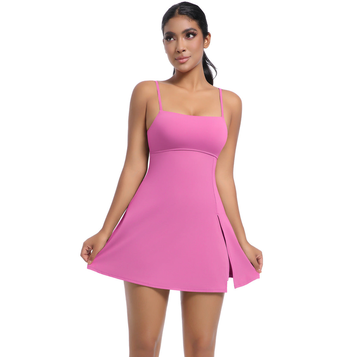 Cool Feeling Sleeveless Jumpsuit Tennis Skirt Beauty Back Backing Culottes Fitness Solid Color Sports