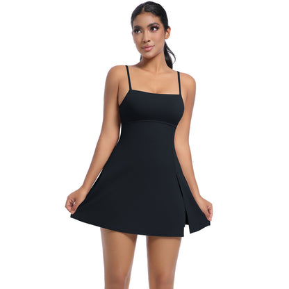 Cool Feeling Sleeveless Jumpsuit Tennis Skirt Beauty Back Backing Culottes Fitness Solid Color Sports